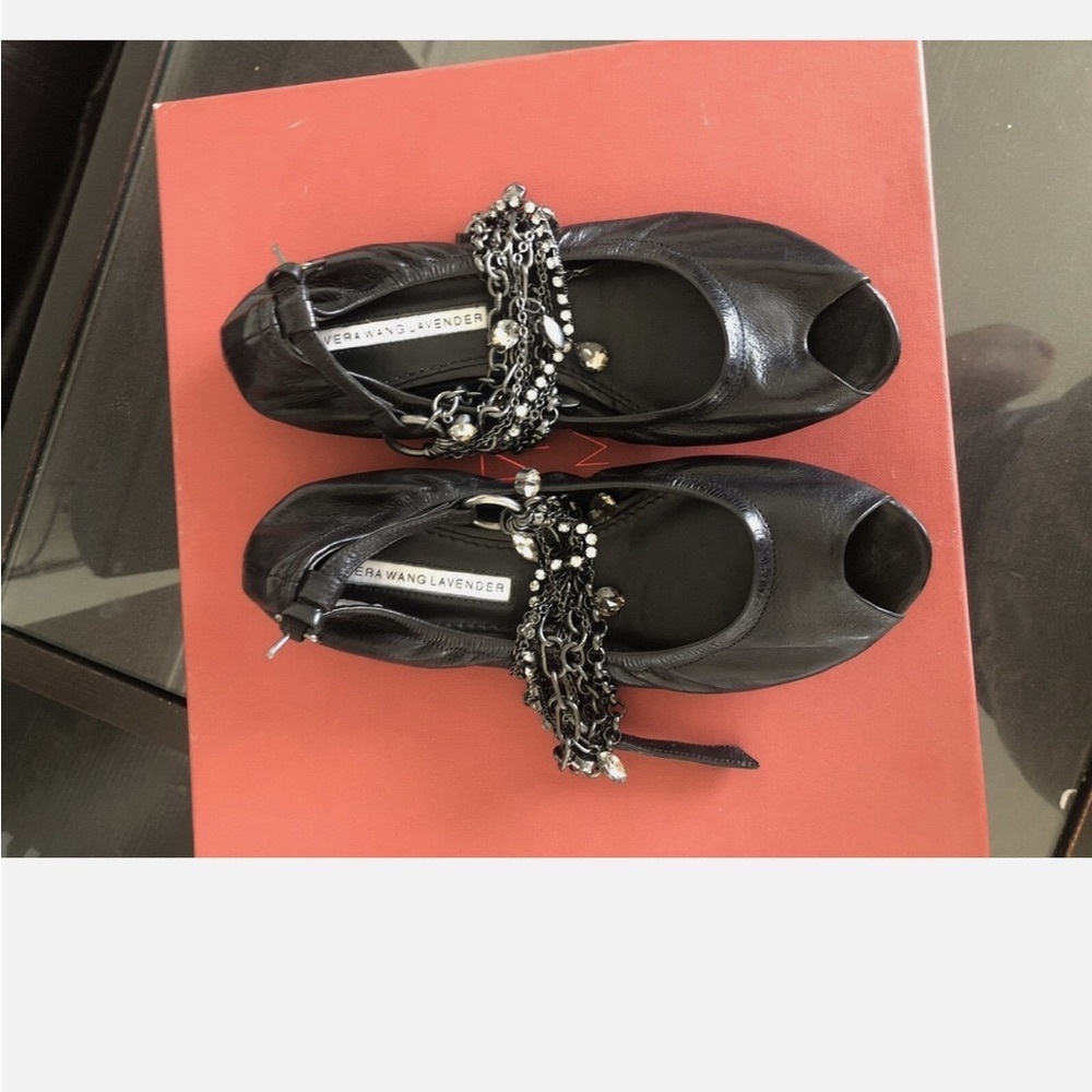 Vera Wang Lavender Label Black Peep-Toe Heels
